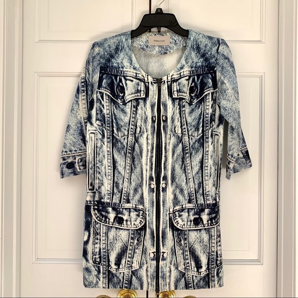 Emma Cook Denim Printed Silk Jacket - Picture 1 of 16